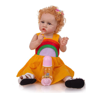 23 Inch Full Silicone Reborn Baby Toddler Dolls 3D-Painting Skin Lovely Newborn Bebe Dolls Real Touch Bath Toy For Kids Gift Bebe Reborn Original 